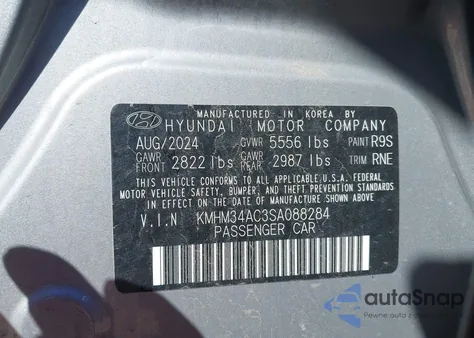 2025 Hyundai Ioniq 6 Sel from USA, damaged, VIN KMHM34AC3SA088284